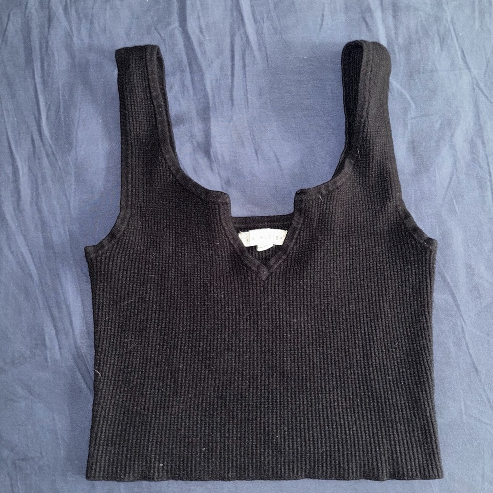 LA Hearts Black Scoop-V Tank Top | Soft Stretch Basic | Size S